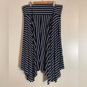 Cabi Skirt Womens Large Navy Blue and White Asymmetrical Twirl Y2K Revival Midi